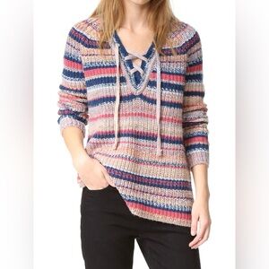 Rebecca Minkoff Striped Lace-Up V-Neck